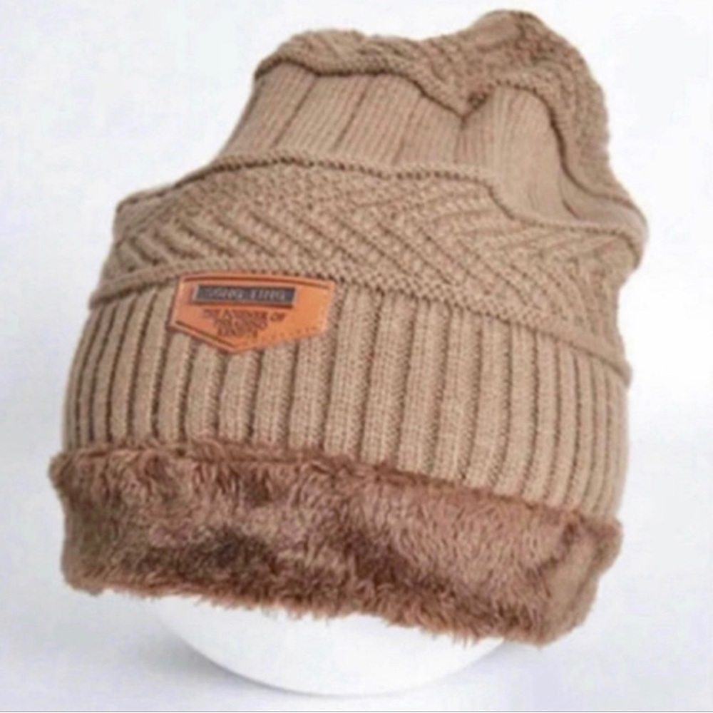 Men Skull Thermo Hat Ski Lined Beanie Women Warm Winter Cap Knitted Fleece Soft
